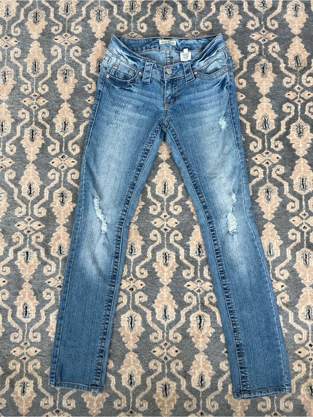 Paris Blues Medium Blue Skinny Jeans with Light Distressing